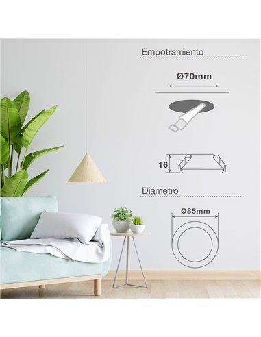 Aro basculante redondo empotrable LED Cumbo 7W 3000K Blanco