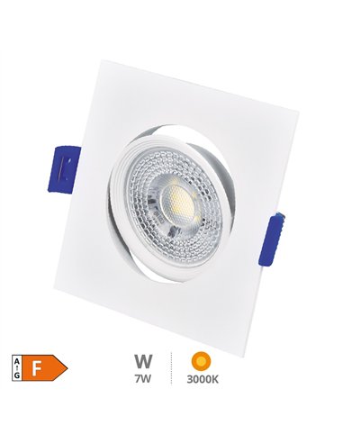 Aro basculante cuadrado empotrable LED Cumbo 7W 3000K Blanco