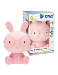 Luz de noche infantil LED Conejito 5W RGB + luz día con altavoz y batería Rosa 2