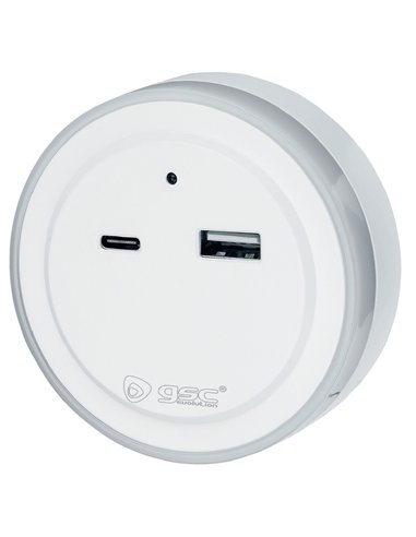 Luz de noche LED con sensor y USB C + A Benor 0.5W Luz fría