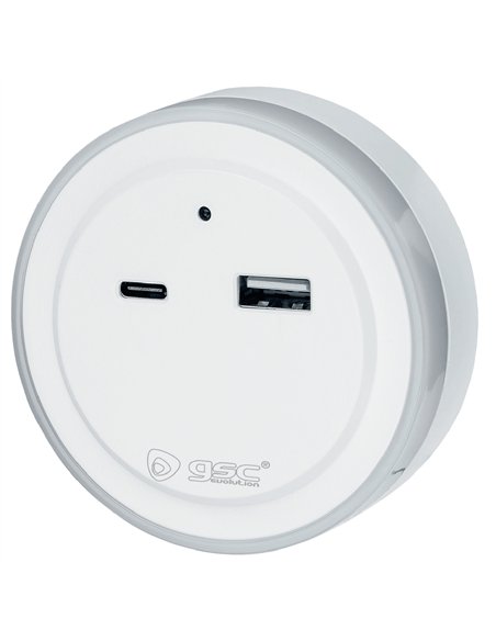 Luz de noche LED con sensor y USB C + A Benor 0.5W Luz fría