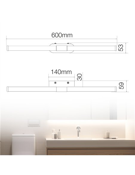Aplique baño LED Tolfa 8W 4000K IP44