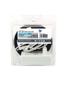 Kit 3M Tira de LED 6W/M IP20 Azul preparado
