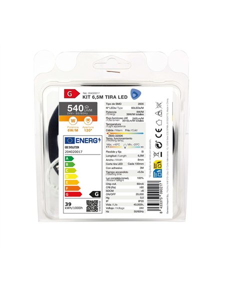 Kit 6,5M Tira de LED 6W/M IP20 2800K-3200K preparado