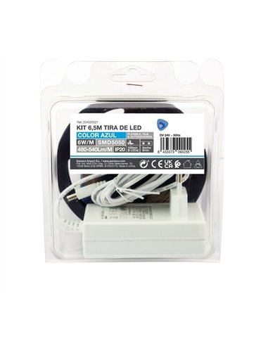 Kit 6,5M Tira de LED 6W/M IP20 Azul preparado
