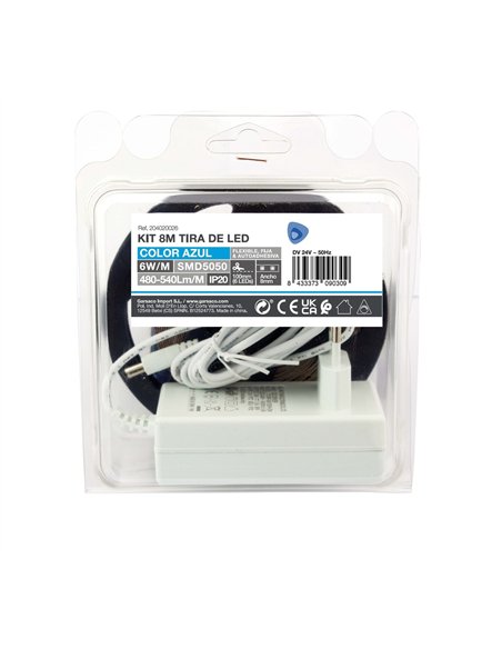 Kit 8M Tira de LED 6W/M IP20 Azul preparado