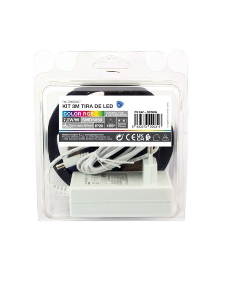 Kit 3M Tira de LED 7,2W/M IP20 RGB preparado