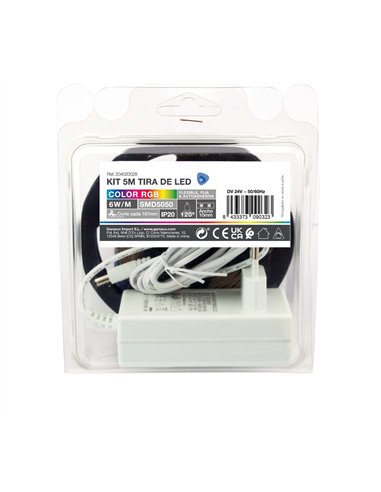 Kit 6,5M Tira de LED 7.2W/M IP20 RGB preparado