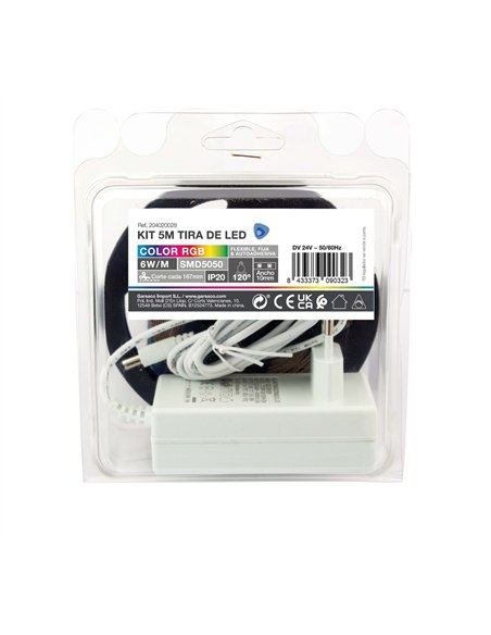 Kit 6,5M Tira de LED 7.2W/M IP20 RGB preparado