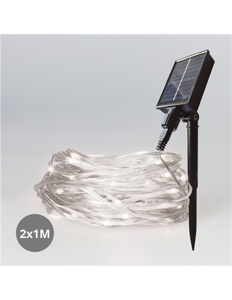 Cortina LED luminosa solar 2x1M Luz fría