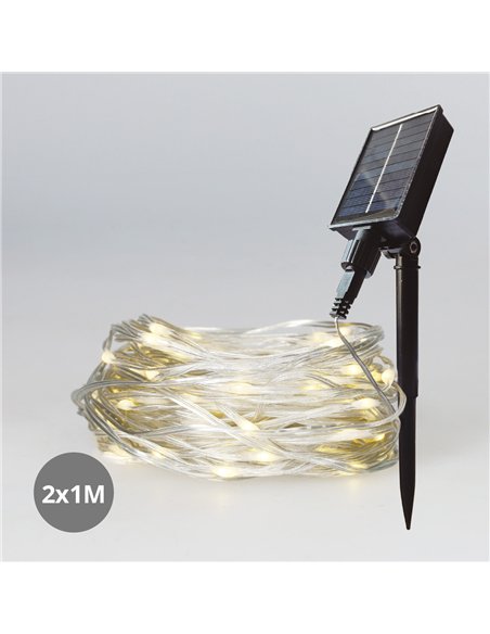 Cortina LED luminosa solar 2x1M Luz Cálida