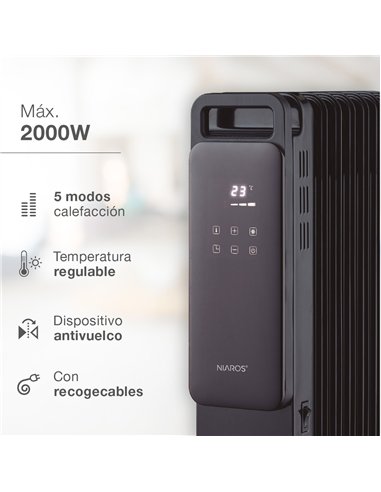 Radiador de aceite 7 elementos Durasil con mando Máx. 1500W