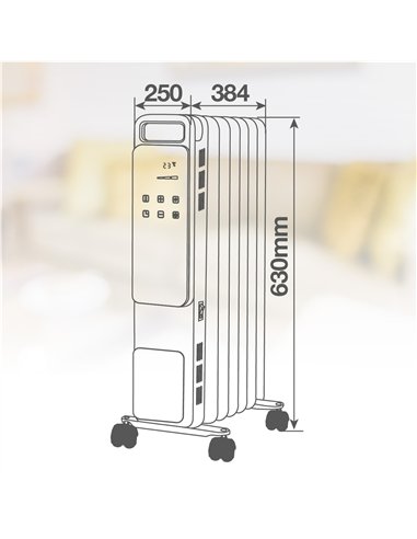 Radiador de aceite 7 elementos Durasil con mando Máx. 1500W