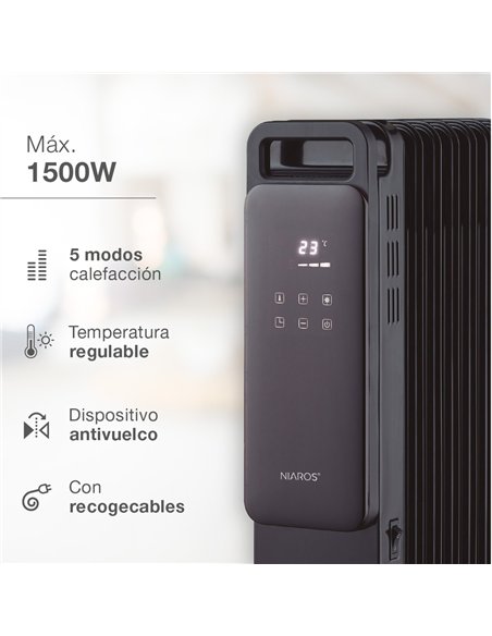 Radiador de aceite 9 elementos Durasil con mando Máx. 2000W