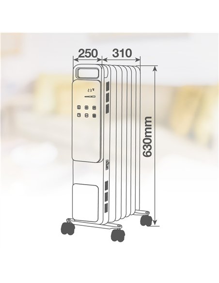 Radiador de aceite 9 elementos Durasil con mando Máx. 2000W