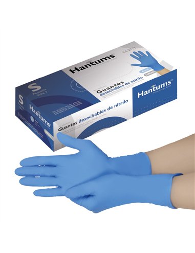Caja 100 guantes desechables de nitrilo Azul - Talla S
