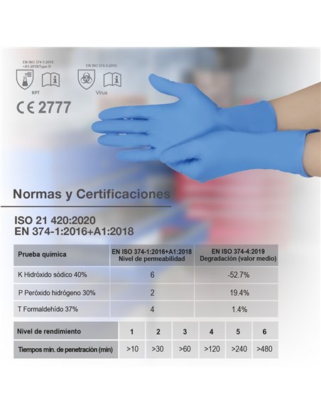 Caja 100 guantes desechables de nitrilo Azul - Talla XL