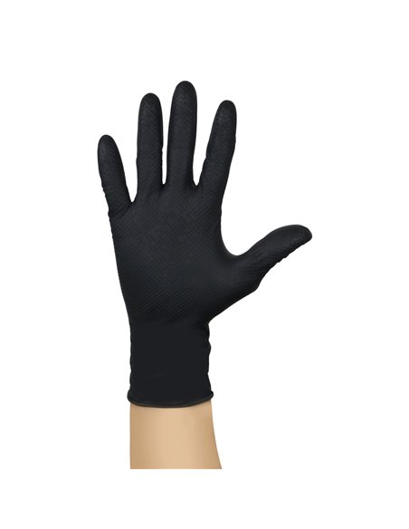 Caja 50 guantes desechables de nitrilo diamantado/grip Negro - Talla M