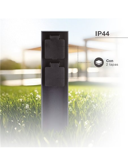 Columna enchufe jardín con tapas 2T IP44