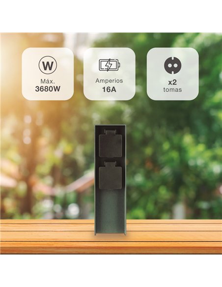 Columna enchufe jardín con tapas 2T IP44