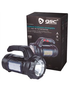 Linterna multiusos 10W con caja de herramientas recargable USB 2