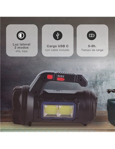 Linterna multiusos 10W con caja de herramientas recargable USB