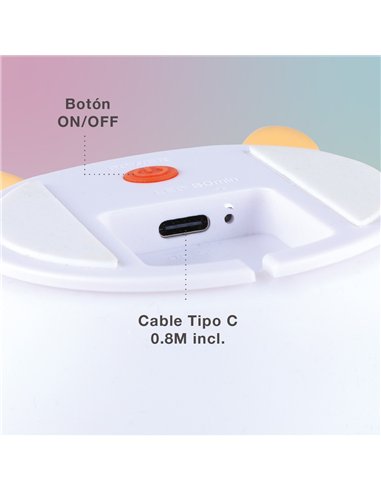 Luz de noche infantil LED Pera 1W RGB batería recargable