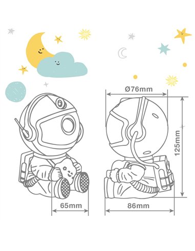 Luz de noche infantil LED Astronauta proyector galaxia