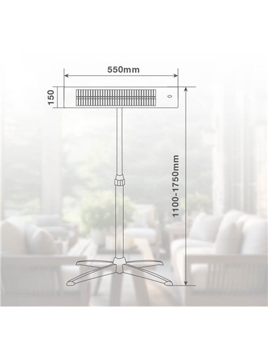 Estufa para exterior tubos de carbono Bayir Máx. 2000W