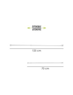 Barra Para  Cortina Ducha Extensible Aluminio Blanco 70 a 125 cm. 2