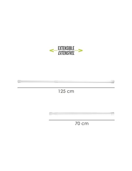 Barra Para  Cortina Ducha Extensible Aluminio Blanco 70 a 125 cm.