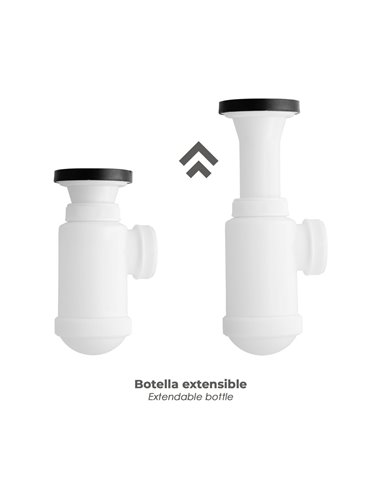 Sifon Botella Extensible 1 1/2 Con Válvula y Tapón