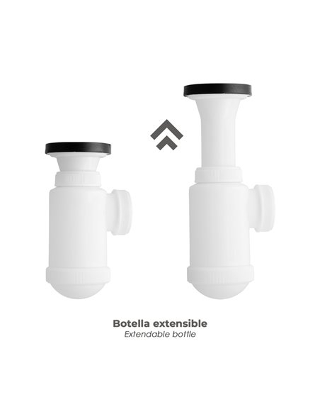 Sifon Botella Extensible 1 1/2 Con Válvula y Tapón