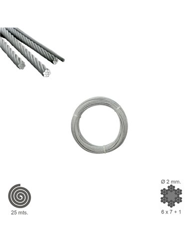 Cable Galvanizado   2 mm. (Rollo 25 Metros) No Elevacion
