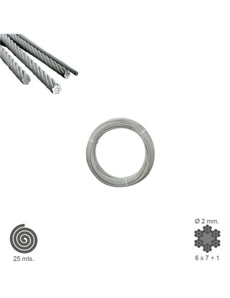 Cable Galvanizado   2 mm. (Rollo 25 Metros) No Elevacion