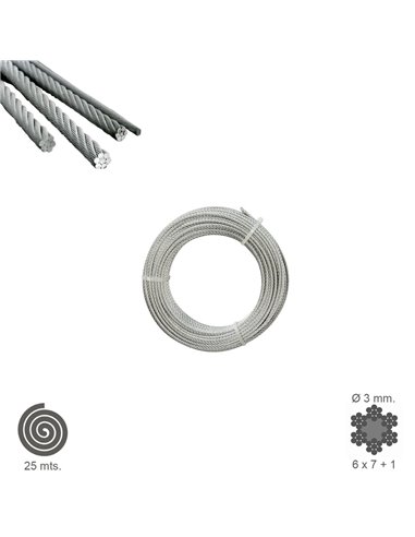 Cable Galvanizado   3 mm. (Rollo 25 Metros) No Elevacion