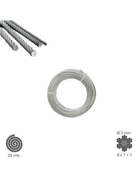 Cable Galvanizado   3 mm. (Rollo 25 Metros) No Elevacion