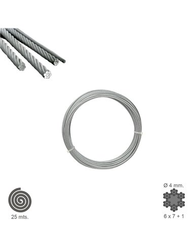 Cable Galvanizado   4 mm. (Rollo 25 Metros) No Elevacion