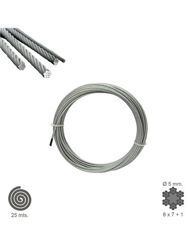 Cable Galvanizado   5 mm. (Rollo 25 Metros) No Elevacion