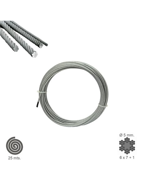 Cable Galvanizado   5 mm. (Rollo 25 Metros) No Elevacion