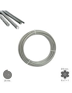 Cable Galvanizado   6 mm. (Rollo 25 Metros) No Elevacion