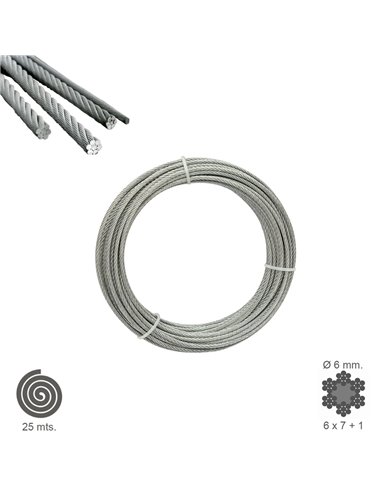 Cable Galvanizado   6 mm. (Rollo 25 Metros) No Elevacion