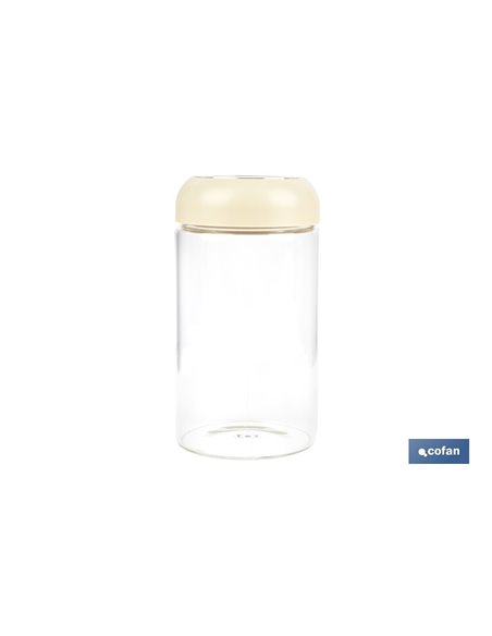 BOTE DE VIDRIO BOROSILICATO TAPA BEIGE GAMA LAUREL 1000 ML