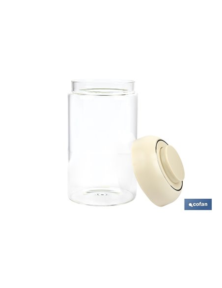 BOTE DE VIDRIO BOROSILICATO TAPA BEIGE GAMA LAUREL 1000 ML