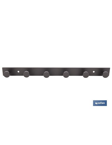 PERCHERO DE PARED NEGRO DE ACERO CON 6 POMOS 33,51 X 2,7 X 2,8 CM