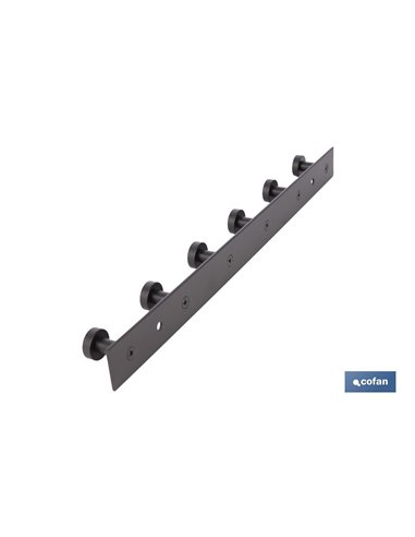 PERCHERO DE PARED NEGRO DE ACERO CON 6 POMOS 33,51 X 2,7 X 2,8 CM