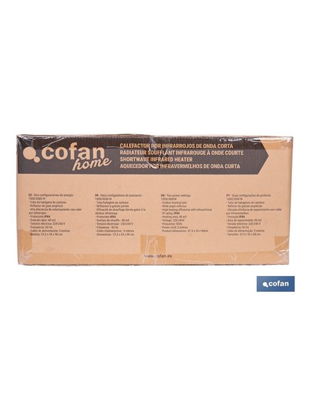 CALEFACTOR ONDA CORTA DE INFRARROJOS 1500/3000W