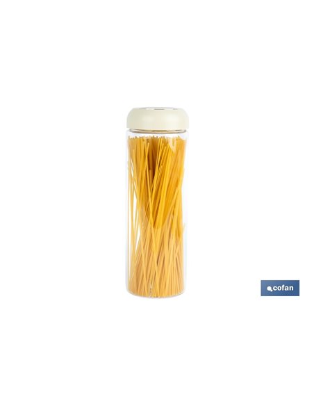 BOTE DE VIDRIO BOROSILICATO TAPA BEIGE GAMA LAUREL1700 ML