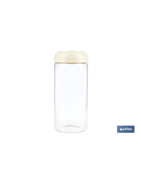 BOTE DE VIDRIO BOROSILICATO TAPA BEIGE GAMA LAUREL 1300 ML
