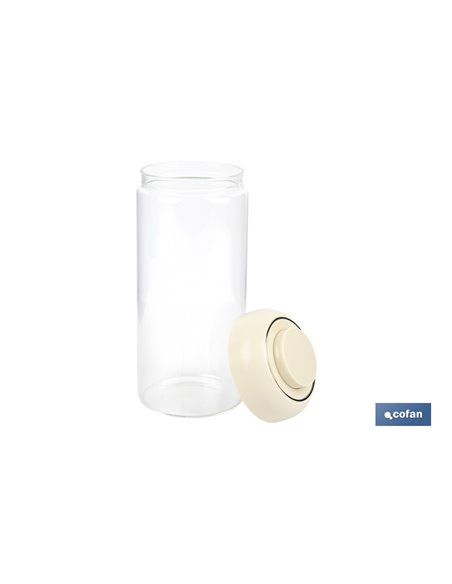 BOTE DE VIDRIO BOROSILICATO TAPA BEIGE GAMA LAUREL 1300 ML